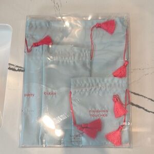 Blue and Pink Travel Pouch Set